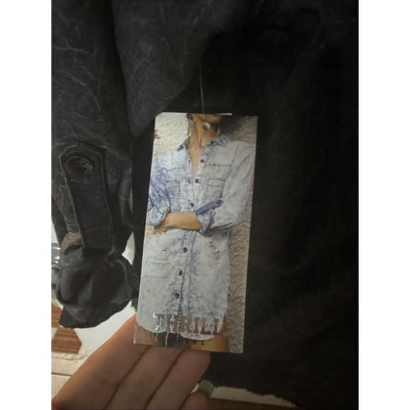 Thrill Jeans Stonewashed Denim Dress Sz 2x Long Back Raw Edge Thrashed New Tags - Picture 6 of 11